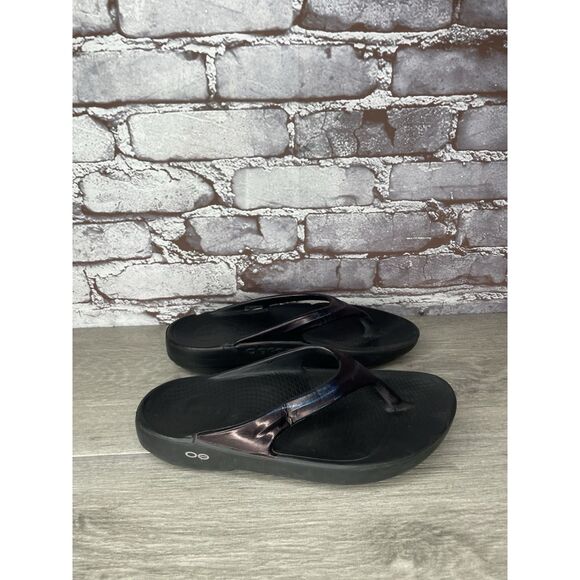 OOFOS OOlala Purple Metallic Recovery Flip Flop Sandals Women’s Sz 7.5M US/38EU - Picture 4 of 16